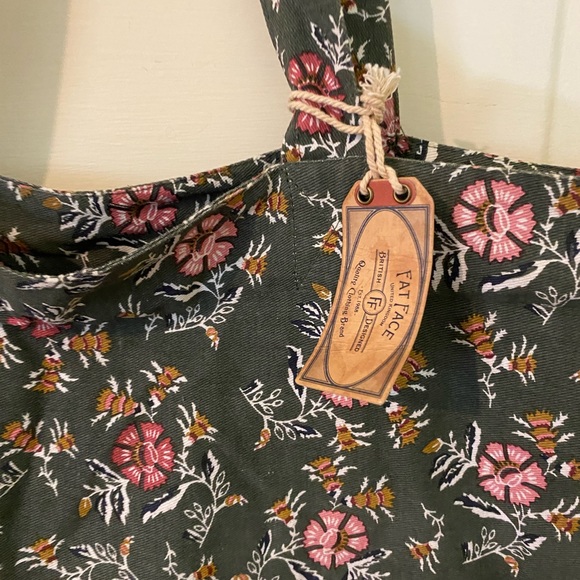 NWT Fat Free Floral Cotton Tote Shopping Book Bag color Multi Large Tote - Picture 7 of 8